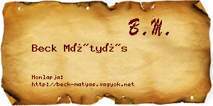 Beck Mátyás névjegykártya